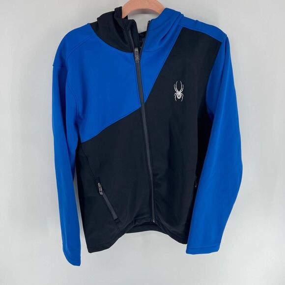 Spyder Soft Shell Blue Full Zip Hooded Jacket NWT Mens S